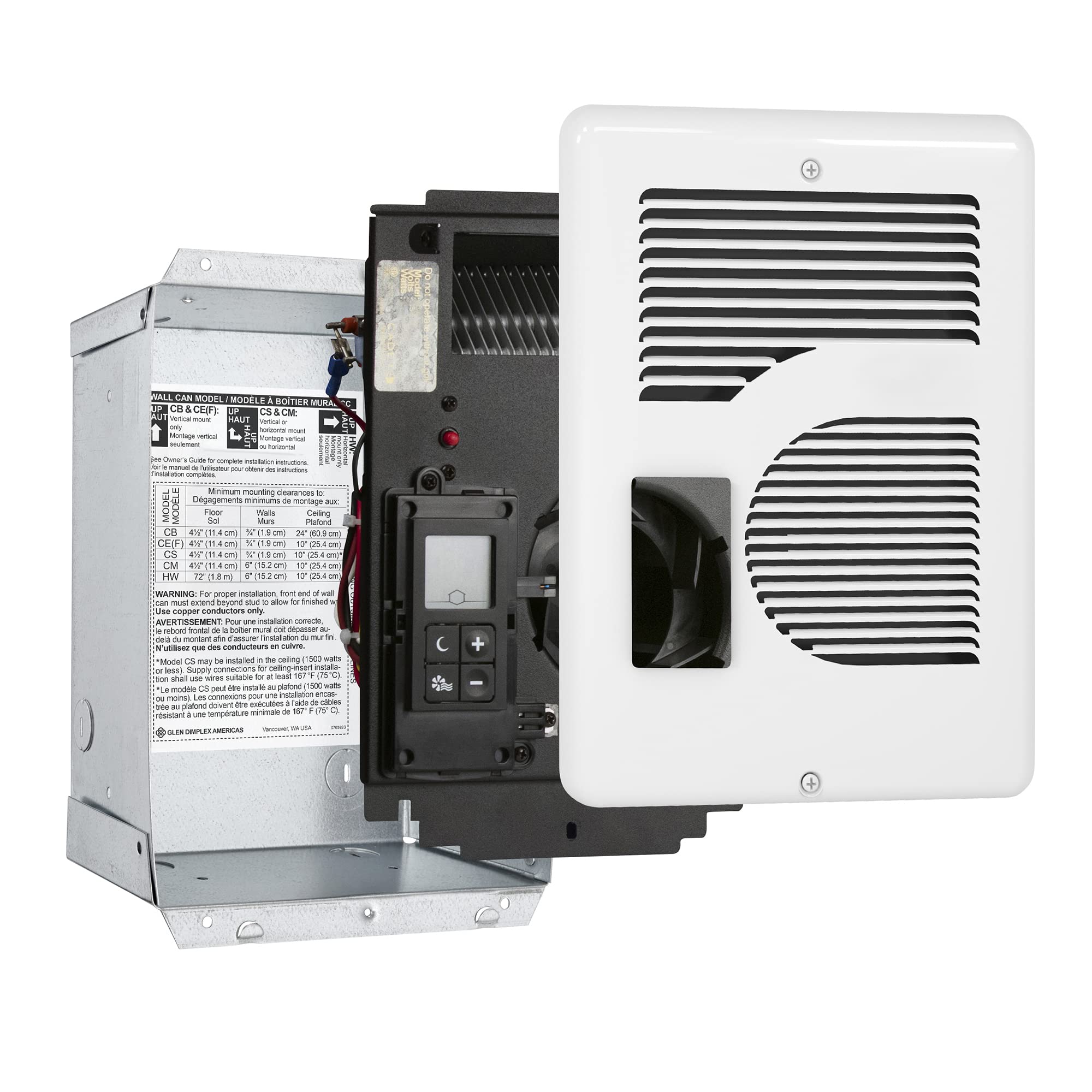 Cadet Energy Plus Wall Heater Heater Assembly With Thermostat (Model:  CE163T, Part: 65204), 3410/5120/5460 BTU, 120/208/240 Volt, 1000/1500/1600  Watt - Amazon.com