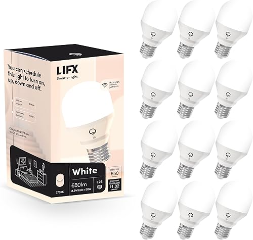 Miniatura 2 de LIFX Bombilla LED inteligente A19 WiFi blanca, regulable, no requiere concentrador, funciona con Alexa y Apple Home Kit, Hey Google, 2700 K blanco