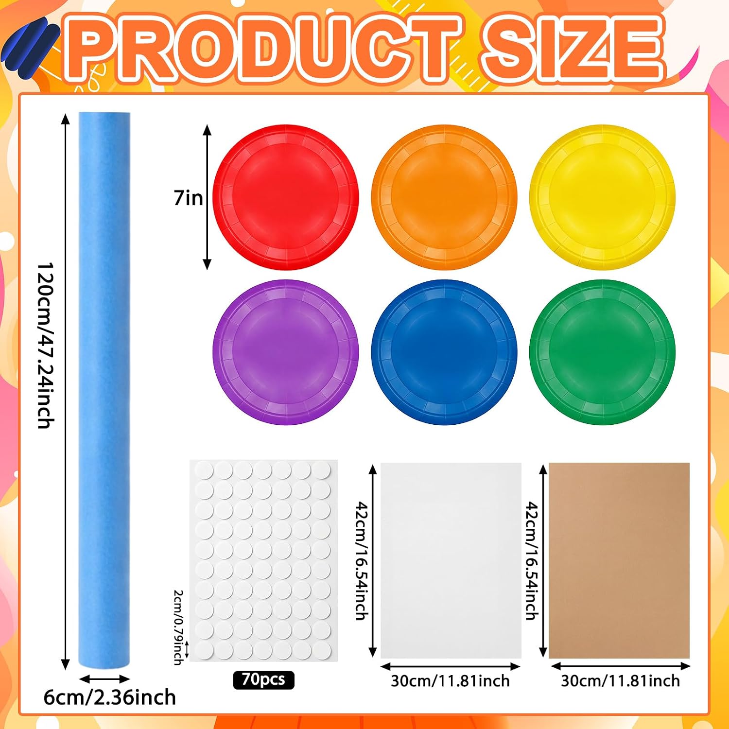 33 Pcs 3D Paint Party Classroom Decoration 47.2 in Giant Paint Brush Decor Back to School Colorful Paper Plates Art Party Backdrop First Day of School Door Wall DIY Decoration