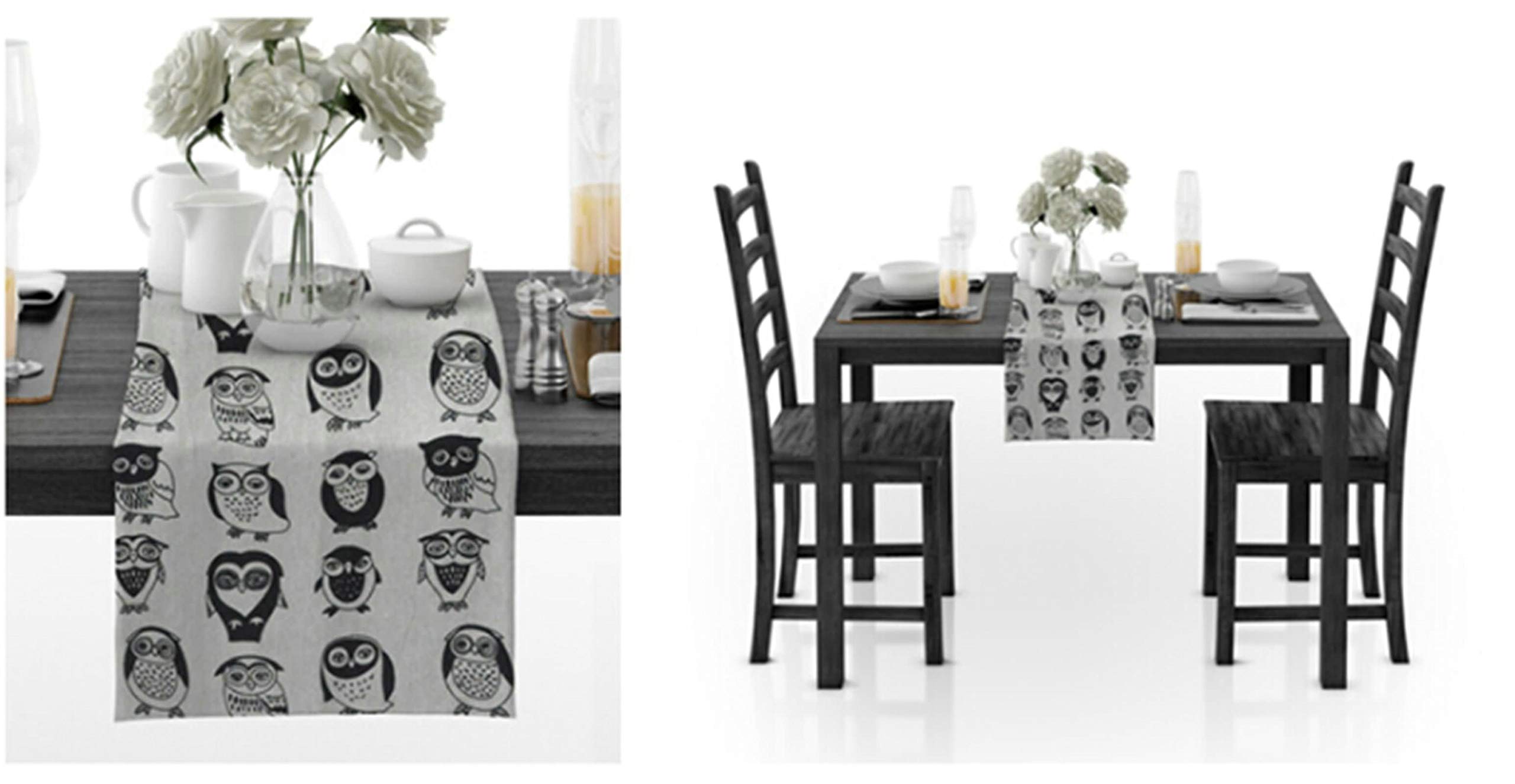 Aeici Camino de mesa de algodón moderno para casa de campo, camino de mesa de 12 x 71 pulgadas, lavable para mesa de comedor, color negro