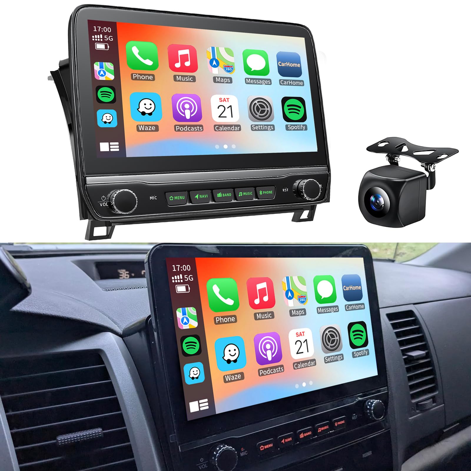 Photo 1 of 4+64G Car Radio Stereo for Toyota Tundra 2007 2008 2009 2010 2011 2012 2013 Toyota Sequoia 2008-2019, WiFi CarPlay Android Auto GPS Navi Touchscreen Volume Knob Fit OEM Backup Camera SWC JBL
