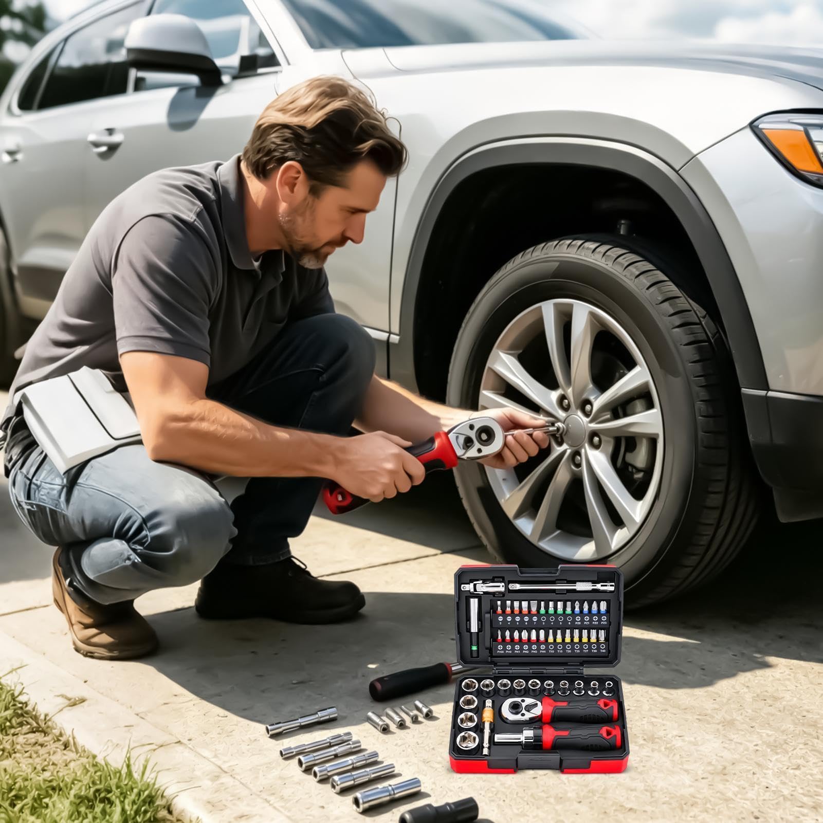 Générique Wrench Tool Set, Magnetic Ratcheting Spanner Maintenance Tool Kit