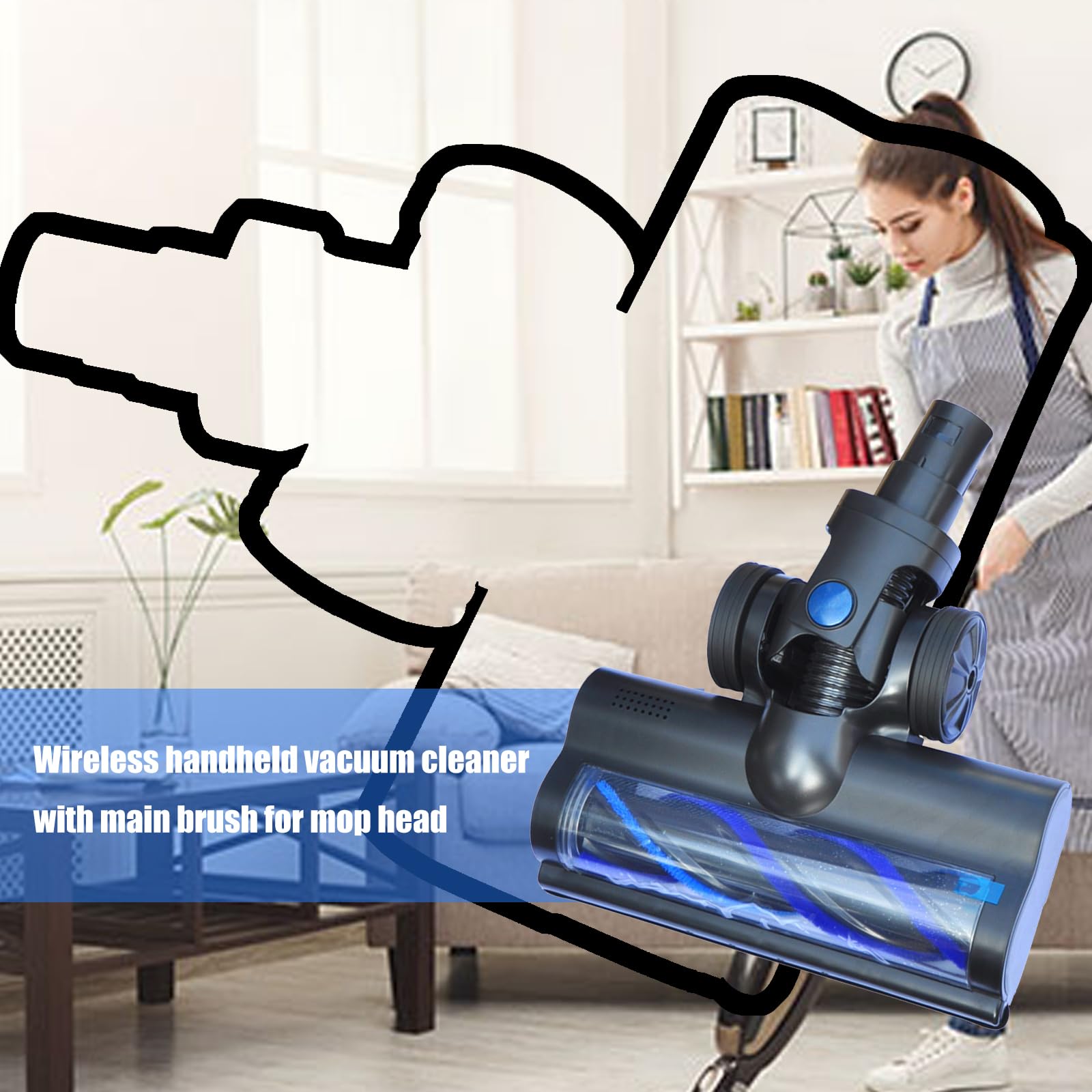 Set di spazzole intercambiabili per aspirapolvere, testa per pavimenti duri, sistemi di fissaggio, accessori per installazione rapida