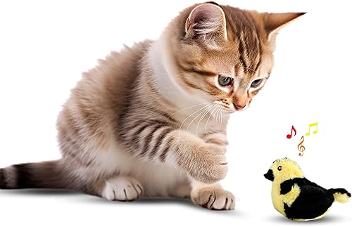 SPOT Song Birds - Juguete para gatos con hierba gatera activada por el tacto, imita canciones reales de pájaros, juguete que funciona con pilas