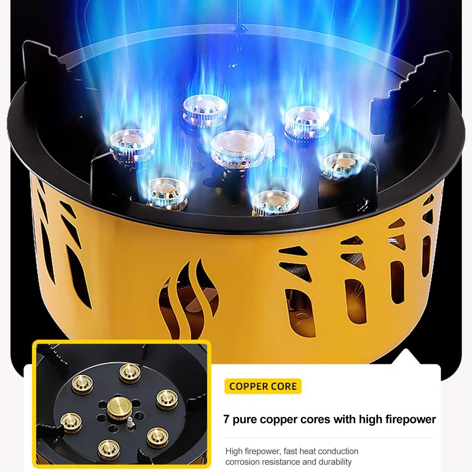 Fornello da campeggio portatile, Fornello da campeggio antivento Design | All'aperto Strumento di cottura per stufa antivento a 7 nuclei per esterni, elevata di fuoco a risparm