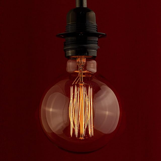 William & Watson Edison Vintage Large Globe Squirrel Cage Dimmable Light Bulb, 40W Amber Old Fashioned Retro E27 Screw Fitting Lamp (Globe Large (G95))