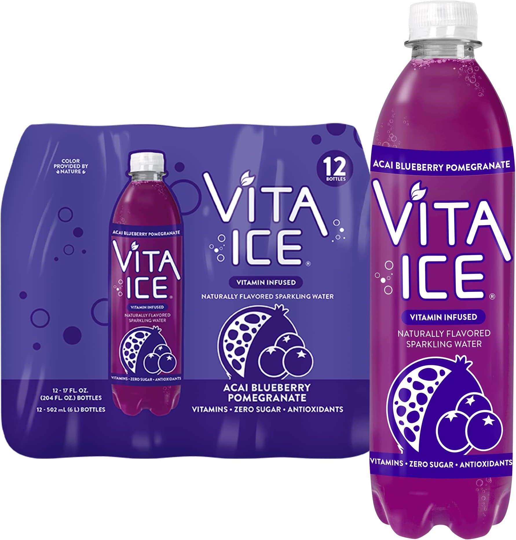 Vita Ice Acai Blueberry Pomegranate, 12 Pack, 17 oz. Bottles