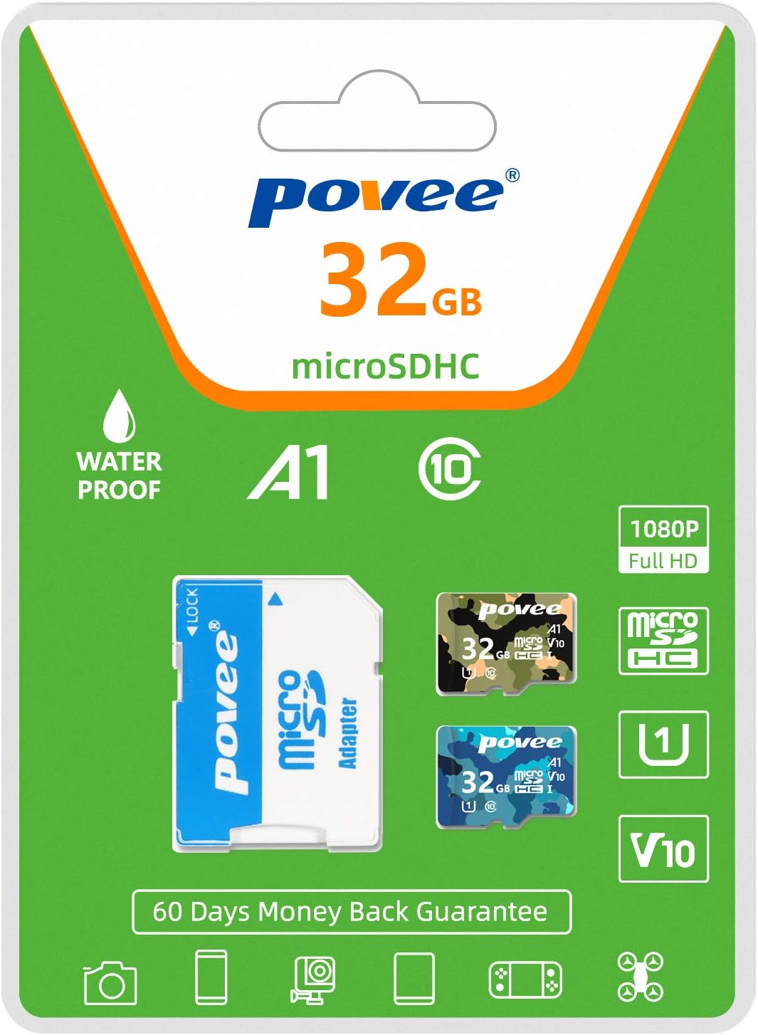 2 Pack of 32GB Micro SD Card with Adapter,Good Value for Nintendo Switch and Gopro U1 A1 Class10 MicroSDHC Card High Speed Up to 100MB/s UHS-I Memory Card for Android Smartphone Fire HD and Drones