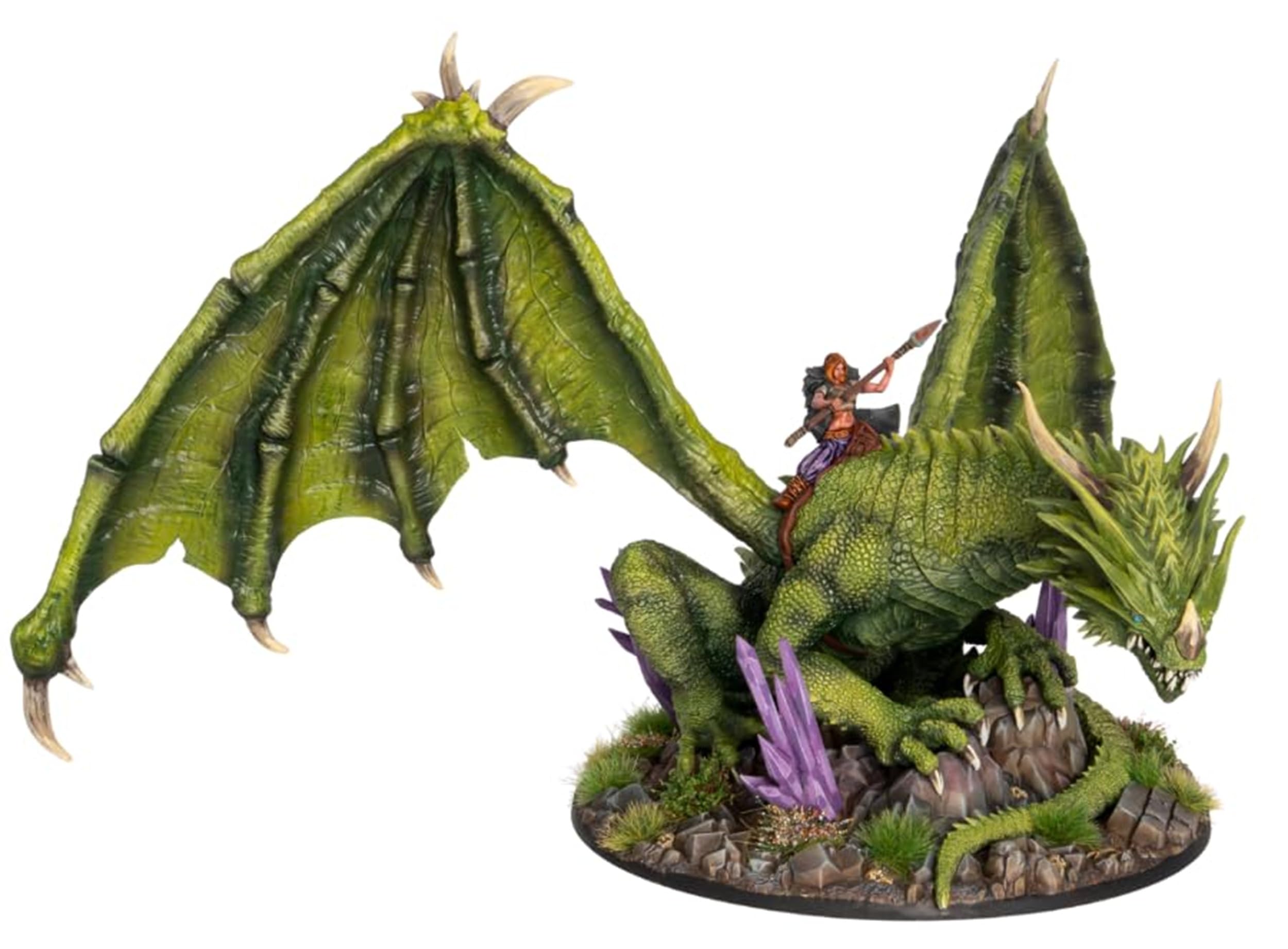 Argloth Rivelwyr Destroyer of Empires - Hard Plastic Fantasy Dragon Model Miniatures, Green, 150mm high to wing tips