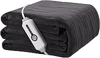 ReyyNio Electric Heated Blanket Full Size 72x84 Coral Fleece, 4 Heat Levels, 10HR Auto-Off, Machine Washable, Dark Gray - Cozy Winter Warmth