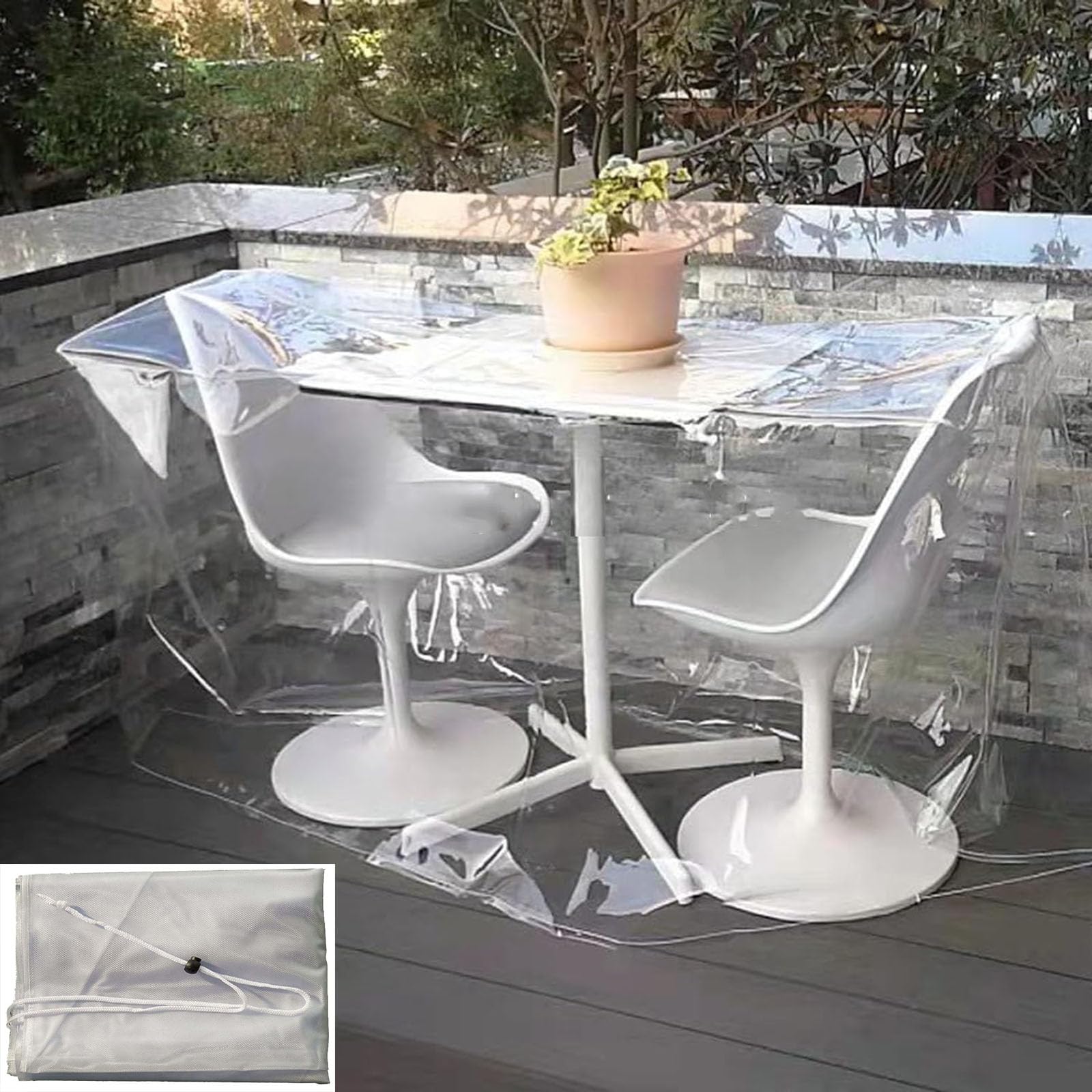 Copertura trasparente per mobili da giardino, impermeabile, antipolvere, in plastica, adatta per divani, sedie reclinabili, per riporre e spostare