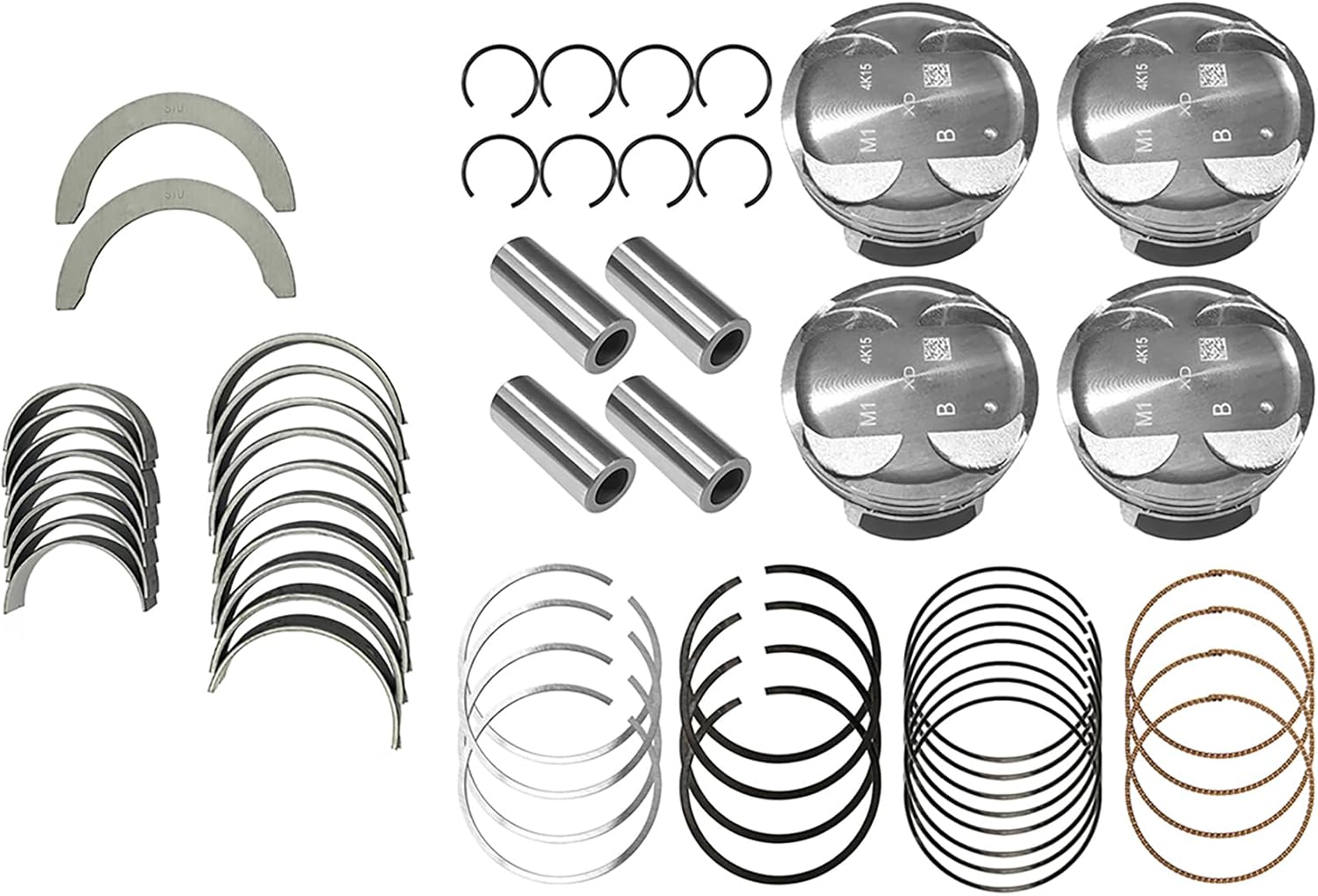 Engine Piston Ring and Main Rod Bearing Kit STD Fits for Kia Forte 1.8L L4 DOHC 16v 2011-2016 230402E000, 23040-2E001, 21020-2E000, 23060-2E110, 23041-2E100
