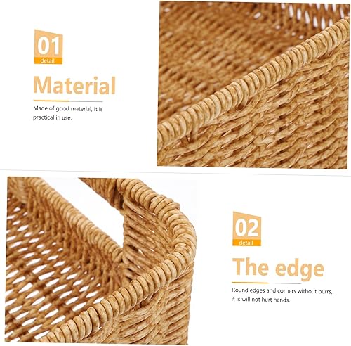 Miniatura 6 de ABOOFAN Cesta de almacenamiento de escritorio tejida con capacidad para cocina, oficina y organización del hogar, elegante contenedor de ratán de