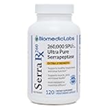 Serra-RX 260,000 SU Serrapeptase - 120 Veg Capsules Acid-Resistant Proteolytic Systemic Enzyme, Non-GMO, Gluten Free, Vegan, Supports Sinus, Immune & Lung Health