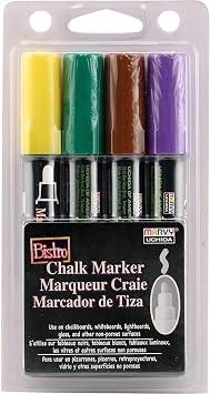Uchida 480-4D Marvy Broad Point Tip Bright Bistro Chalk Marker Set, Assorted