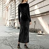 ENCURKUS Women’s Elegant Velvet Slim Fit Long – Features:V neck with draped folds at front,paired