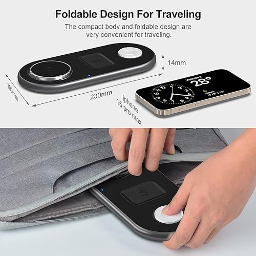 Miniatura 5 de Estación de carga 3 en 1 para dispositivos Apple, soporte de cargador Mag-Safe, estación de carga inalámbrica magnética para iPhone 17 16 15 14 13