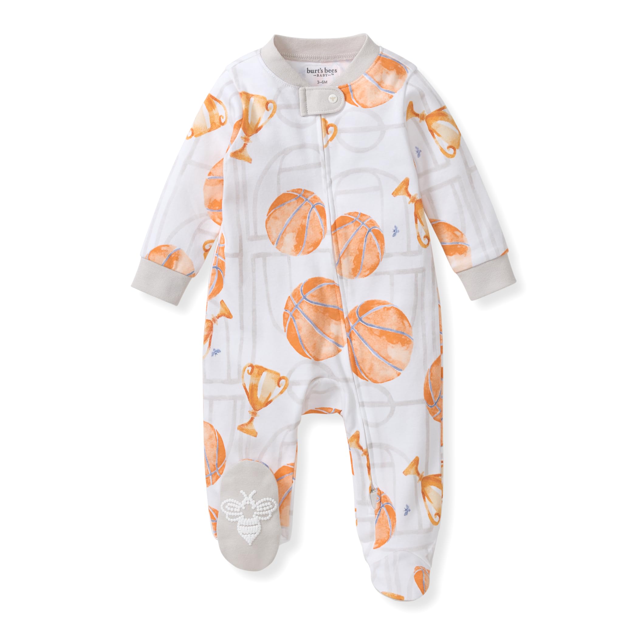 Boys Sleep and Play Pajamas, 100% Organic Cotton, One-piece PJs, Diagonal Zip Up Loose Fit Footie