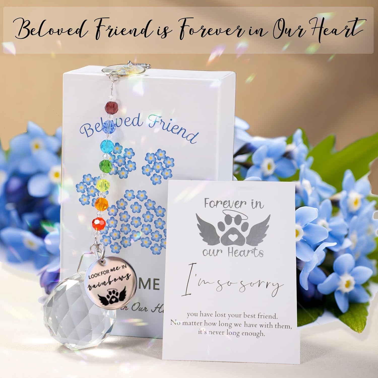 Pet Memorial Suncatcher Loss of Dog Sympathy Gift, Rainbow Bridge Dog Bereavement Cat Memorial Gifts, Passing Away Remembrance Gifts (1, Heart) - Image 7