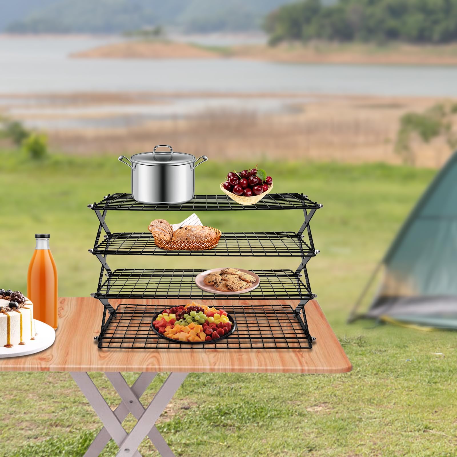 JAYGOVAN 4 Tier Collapsible Cooling Rack for Baking 15.8