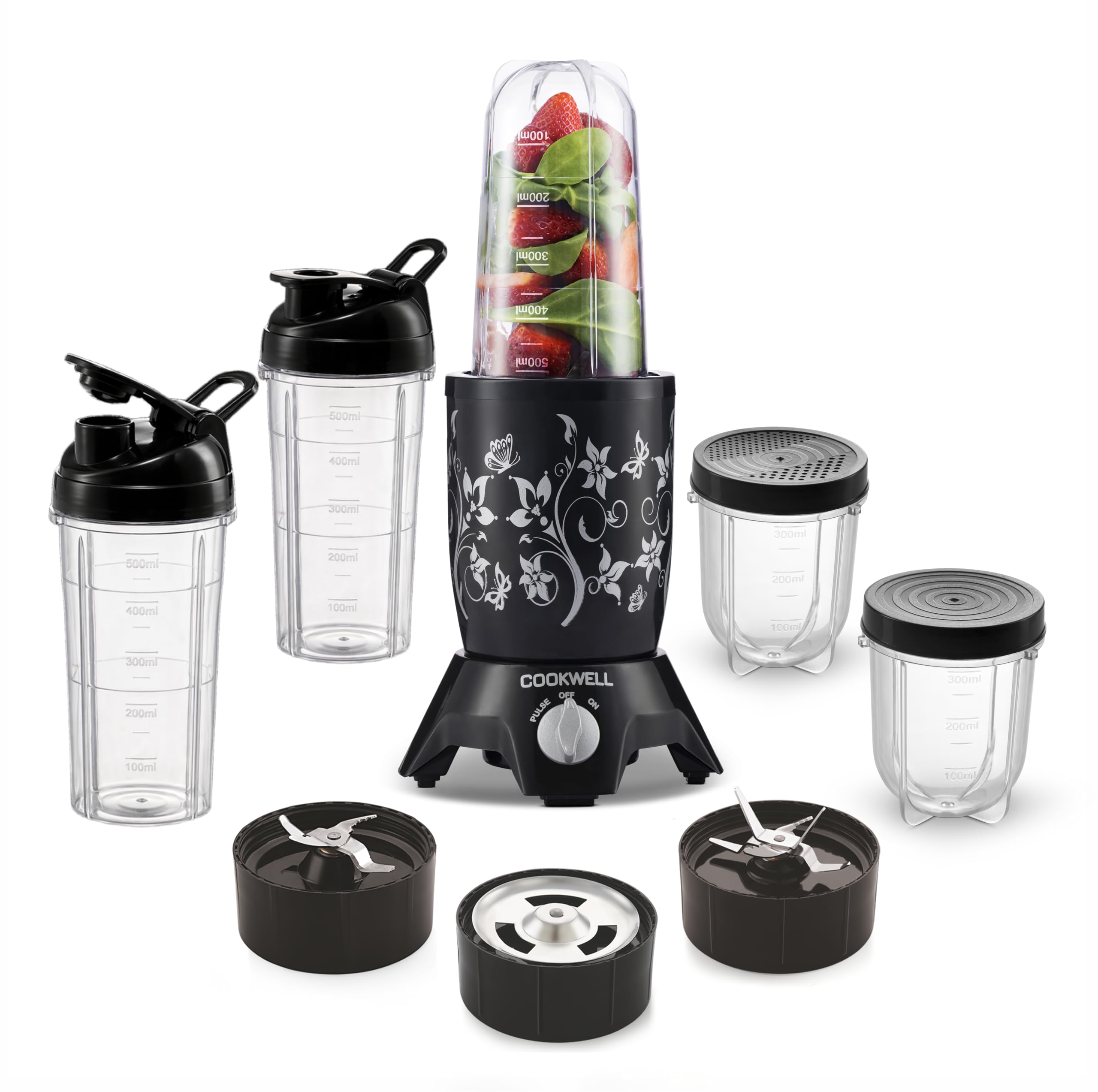 Cookwell Bullet Mixer Grinder (5 Jars, 3 Blades, Black) - Copper, 600 Watts - 2 Year Warranty-image-40