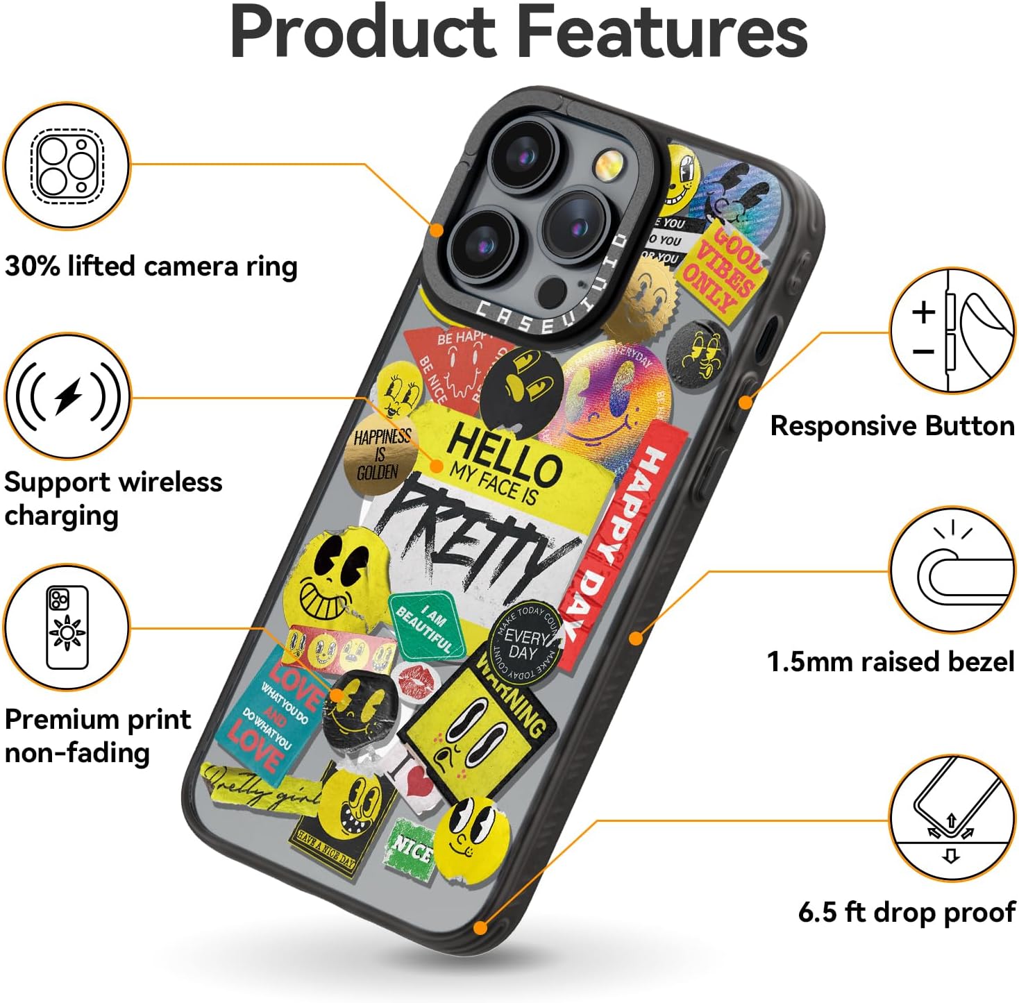 for iPhone 15 Pro Case Aesthetic Black, My Face is Pretty image 5