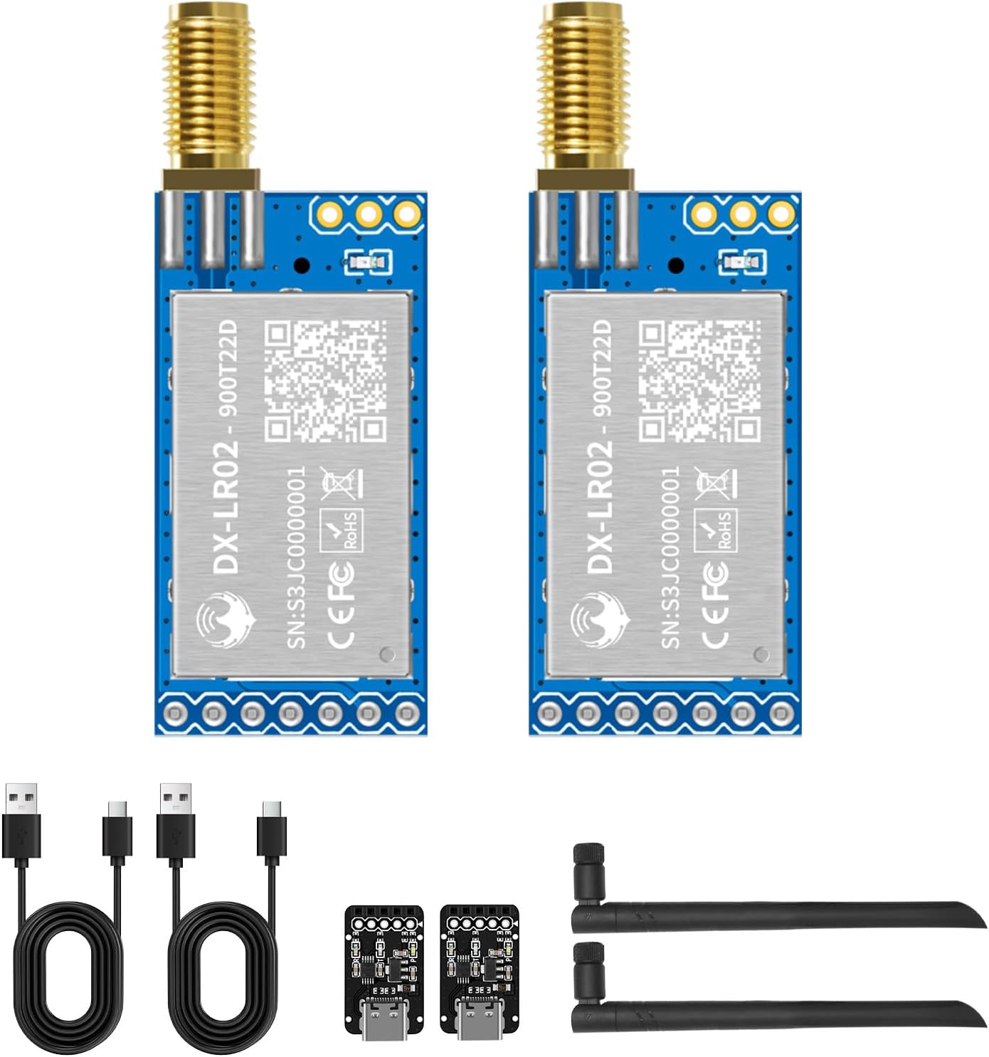 4pcs LR02 LoRaWAN Serial Communication Module 868Mhz Supports Class A/B/C and at Commands, is Compatible with LoRaWAN Gateways and TTN Network, 8KM Transmission Distance (LR02-900T22DN-868 Mhz*4 pcs)
