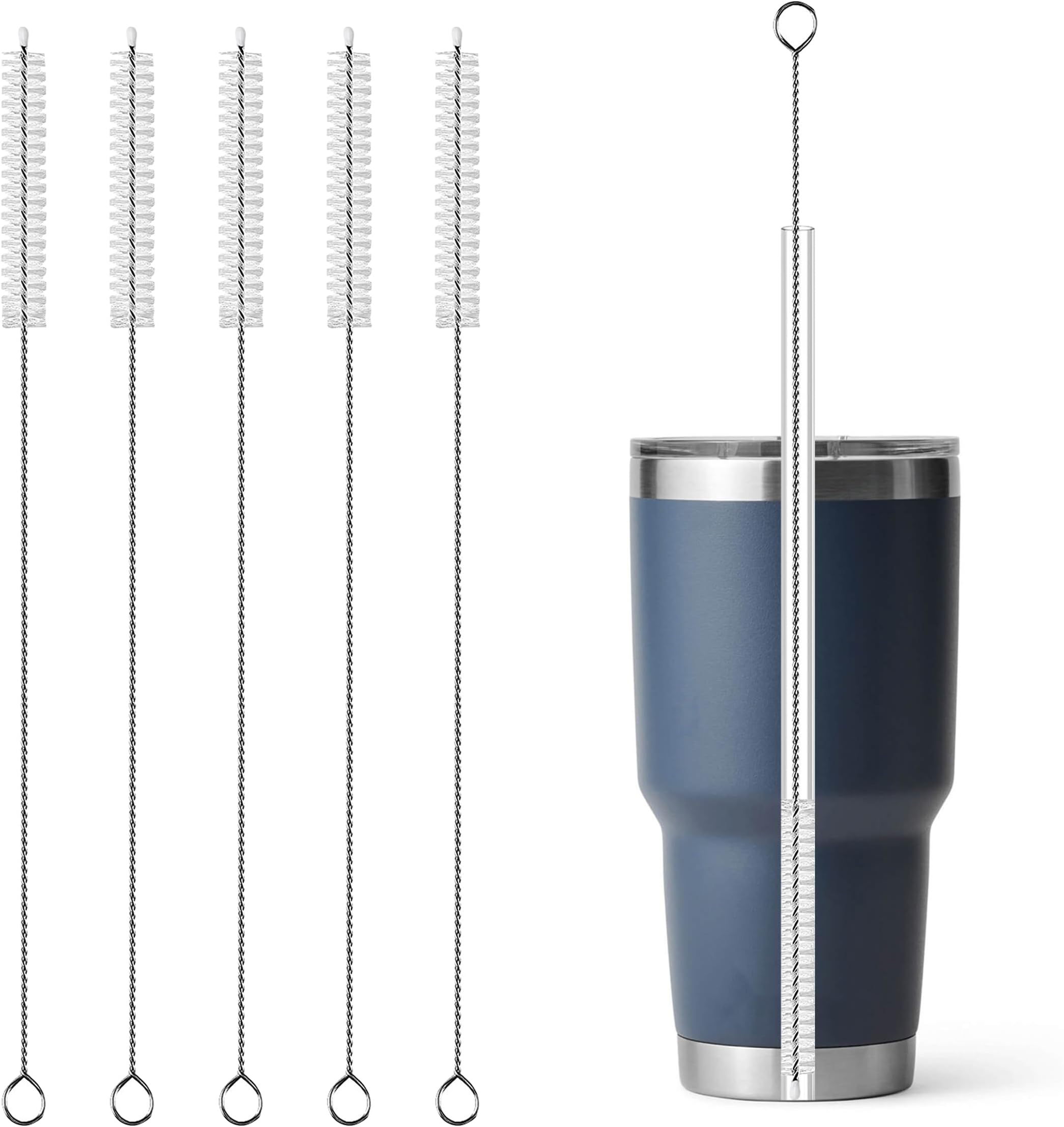 Straw Cleaner Brush Perfectly Fits For YETI, Straw Cleaner Brush For Tumbler Straws,Bendable And Flexible Straw Cleaner Compatible With Yeti,5PCS Straw Cleaner Brush Extra Long