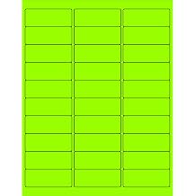 Tape Logic Aviditi Tape Logic 2 5/8" x 1" Fluorescent Green Shipping Address Labels, for Laser & Inkjet Printers, Removable Adhesive, 8 1/2" x 11" Sheet, 30 Labels Per Sheet, 100 Sheets