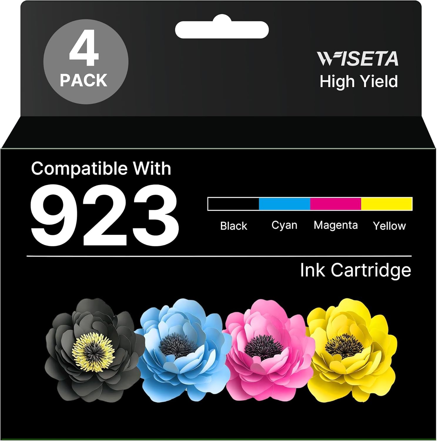 923 Ink Cartridges for HP Printers Compatible for HP 923 Ink Cartridges Combo Pack Work for OfficeJet Pro 8135e 8138e 8139e 8130e 8120e 8122e 8124e (Black Cyan Magenta Yellow, 4 Pack，Without Chip)