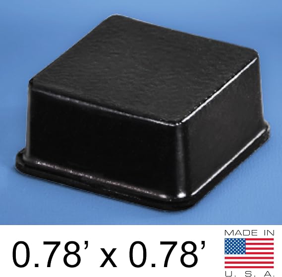 Black Tall Square Adhesive Rubber Bumper Pads - Made in USA Rubber Feet for Speakers, Electronics, Furniture, Appliances, Audio Equipment - 20 Pieces