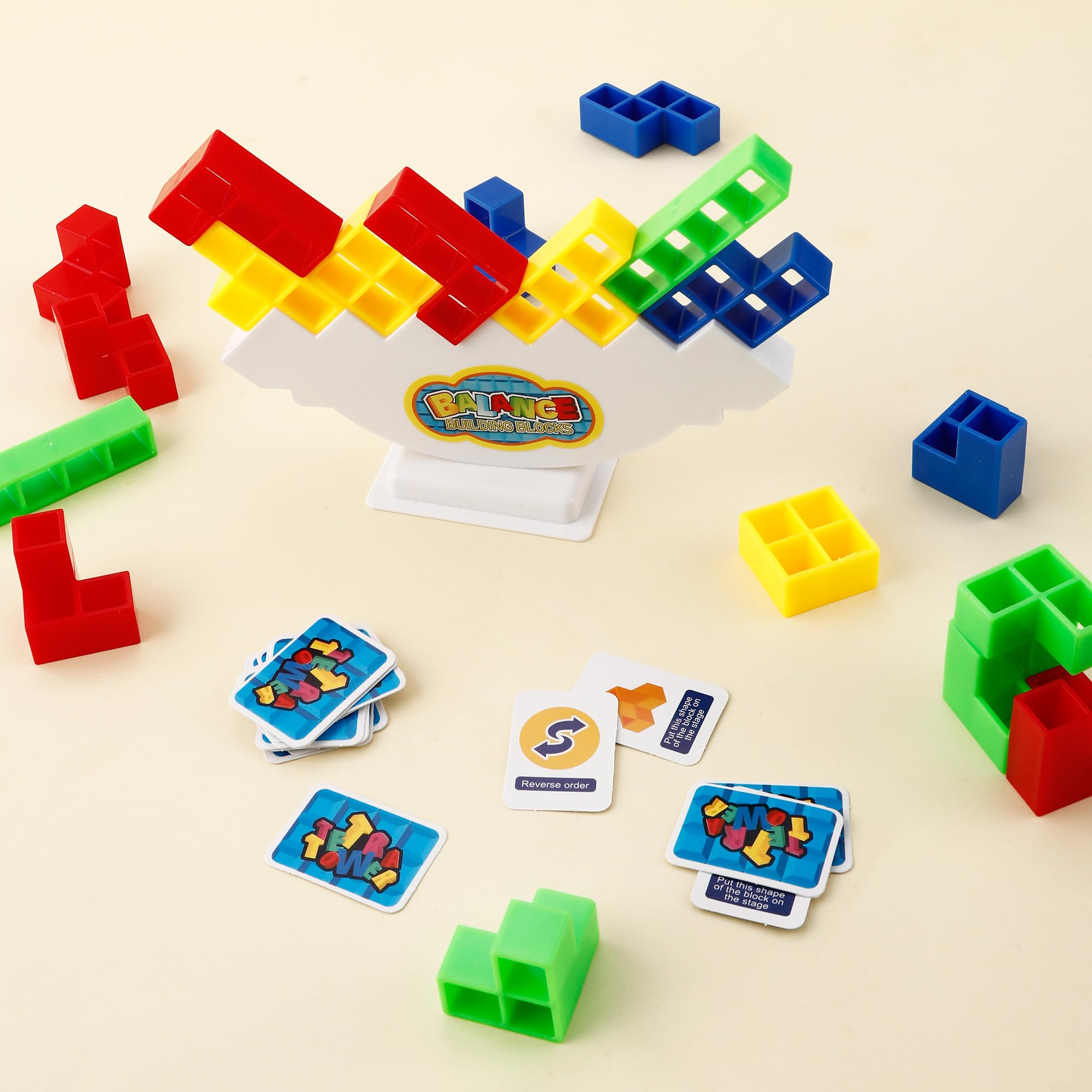 64Pcs Tetris Tower, Jouet D'Equilibre Pour Enfant Swing Stack Attack