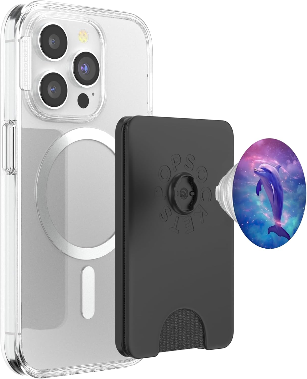 Cute Fantasy Dolphin Blue Galaxy Universe Stars PopSockets PopWallet for MagSafe