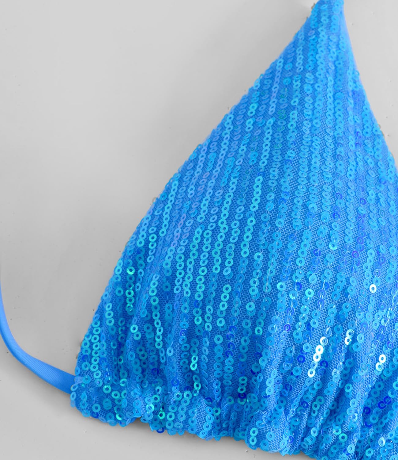 Women's Shiny Triangle Bikini Set Sequin Halter String Backless Tie Side Two Piece Swimsuit Bathing Suit - Image 7