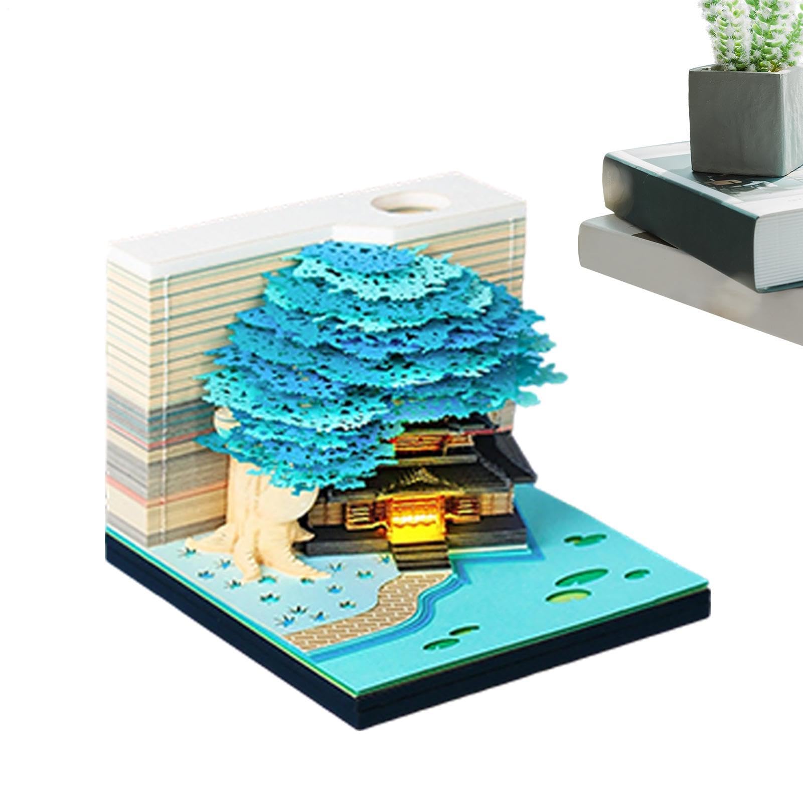 3D-Memo-Kalender 2027 Schreibtisch 3D Skulptur LED Tischuhr Notizblock | Interaktive Kalender-Dekoration Für Bücherregal Homeoffice Schule Studentenwohnheim Apartment Schlafzimmer Wohnzimmer