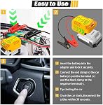 Jumper Cables avec adaptateur pour DeWalt 20V Démarreur de voiture de saut à batterie,12V Démarreur de voiture de saut portable, avec 11AWG Kit de saut Câble pour adaptateur de câble booster automobile (batterie non incluse)