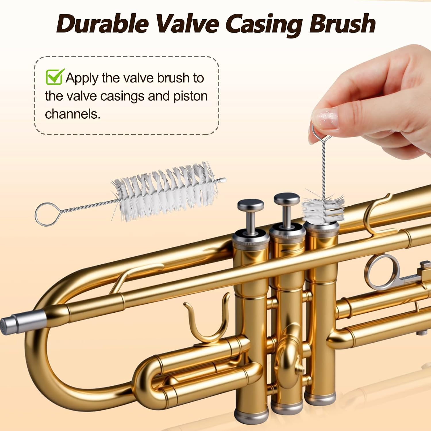 Trumpet Cleaning Kit - 3 Trumpet Lubricating Valve Oil, 2 Slide Grease,Valve, Mouthpiece, Flexible Bore Brush and Cleaning Cloth, Brass Instrument Cleaning and Care Set for Trumpet Maintenance