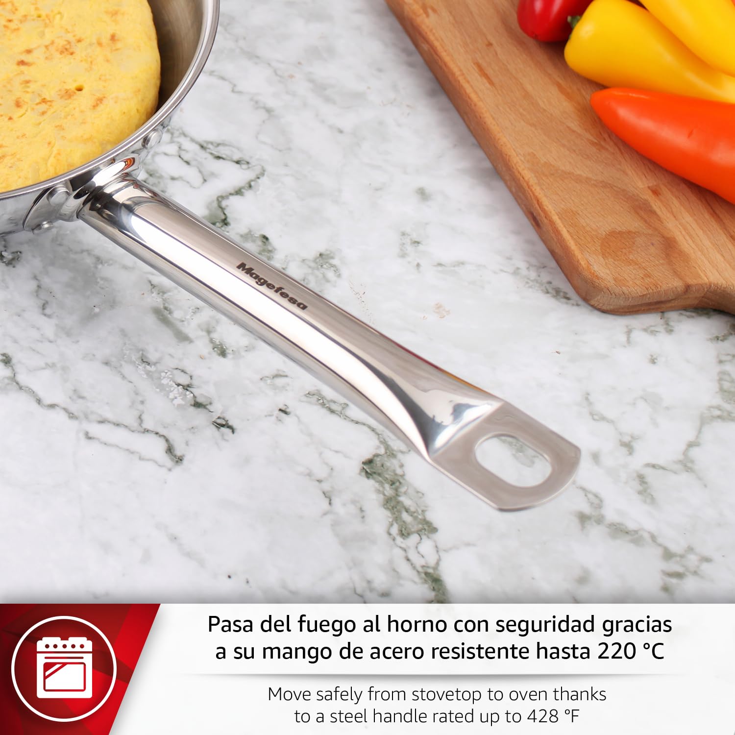 MAGEFESA Ecosteel - Juego de Sartenes 20 + 26 cm, Acero Inoxidable, Sin Antiadherente, Apta para Todas las Cocinas, Inducción, Libre de PFOA/PFTE — view 5