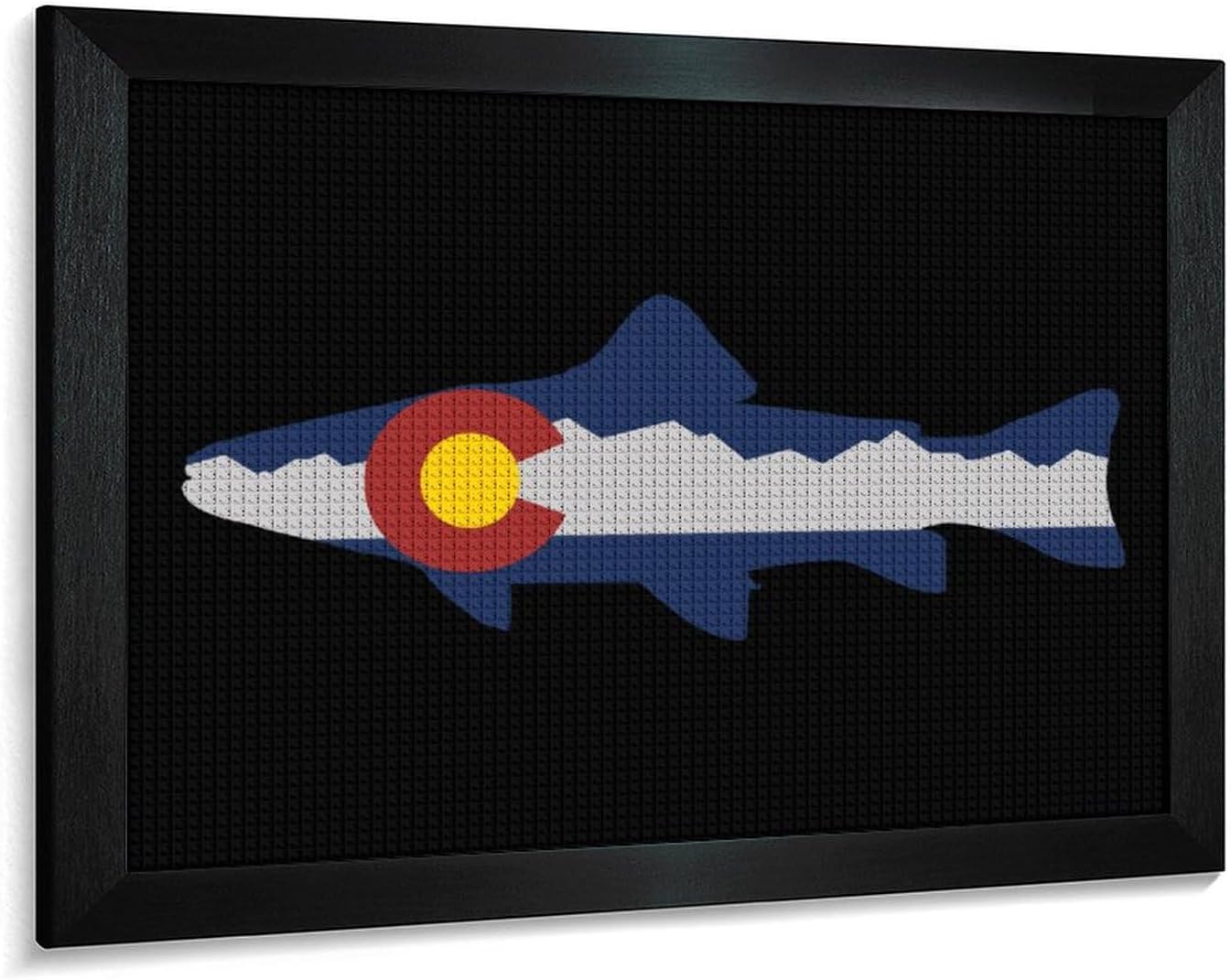Colorado Mountain Trout Fish Printed Diamond 5D Painting Kits DIY Full Drill Crafts for Home Wall Decor 16x20 Inch Blackwood 50 * 40cm