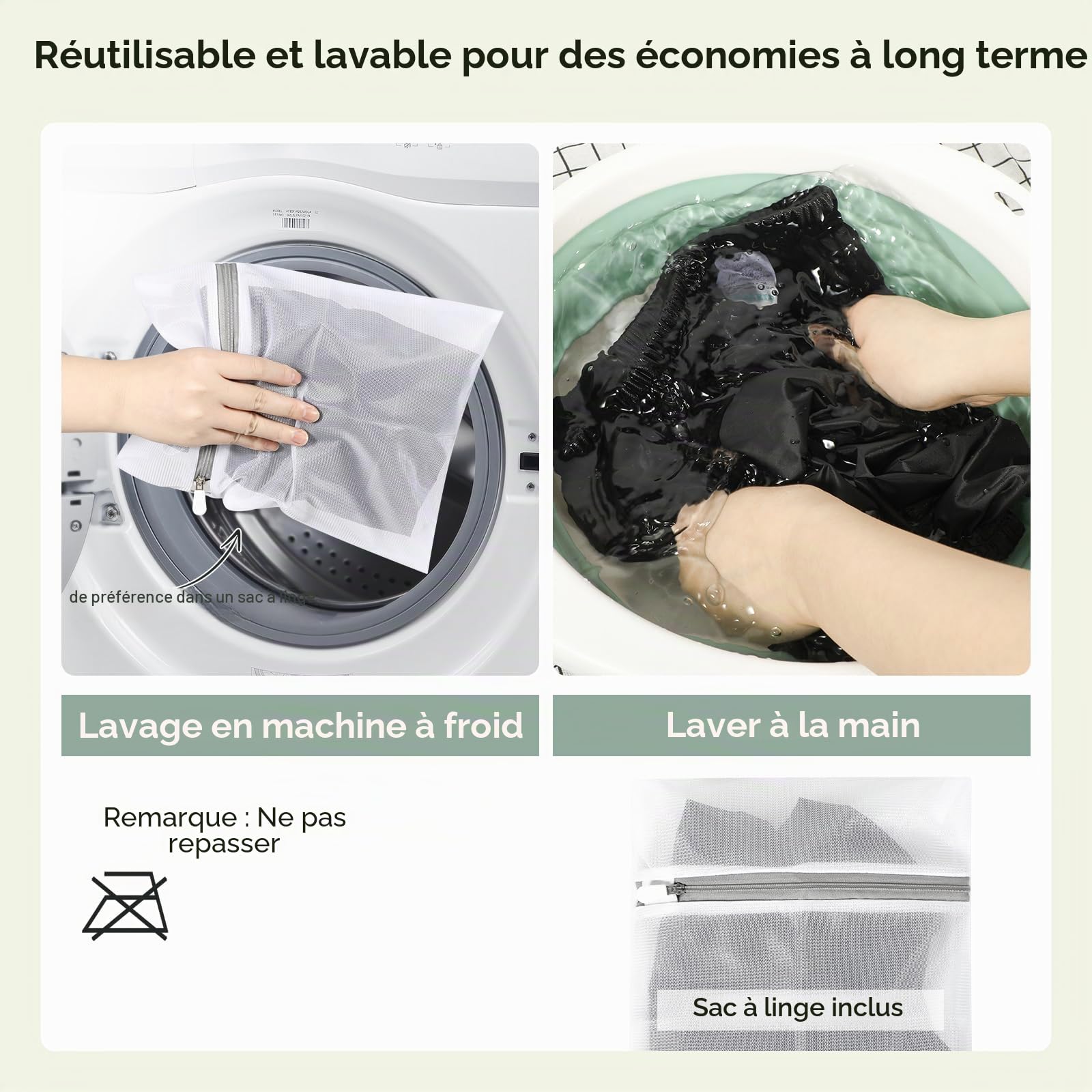Carer 2 Pièces Couvre-Couches pour Adultes pour Incontinence Sous-Vêtements Imperméables Antifuites Lavables Réutilisables Unisexes Noirs Taille M