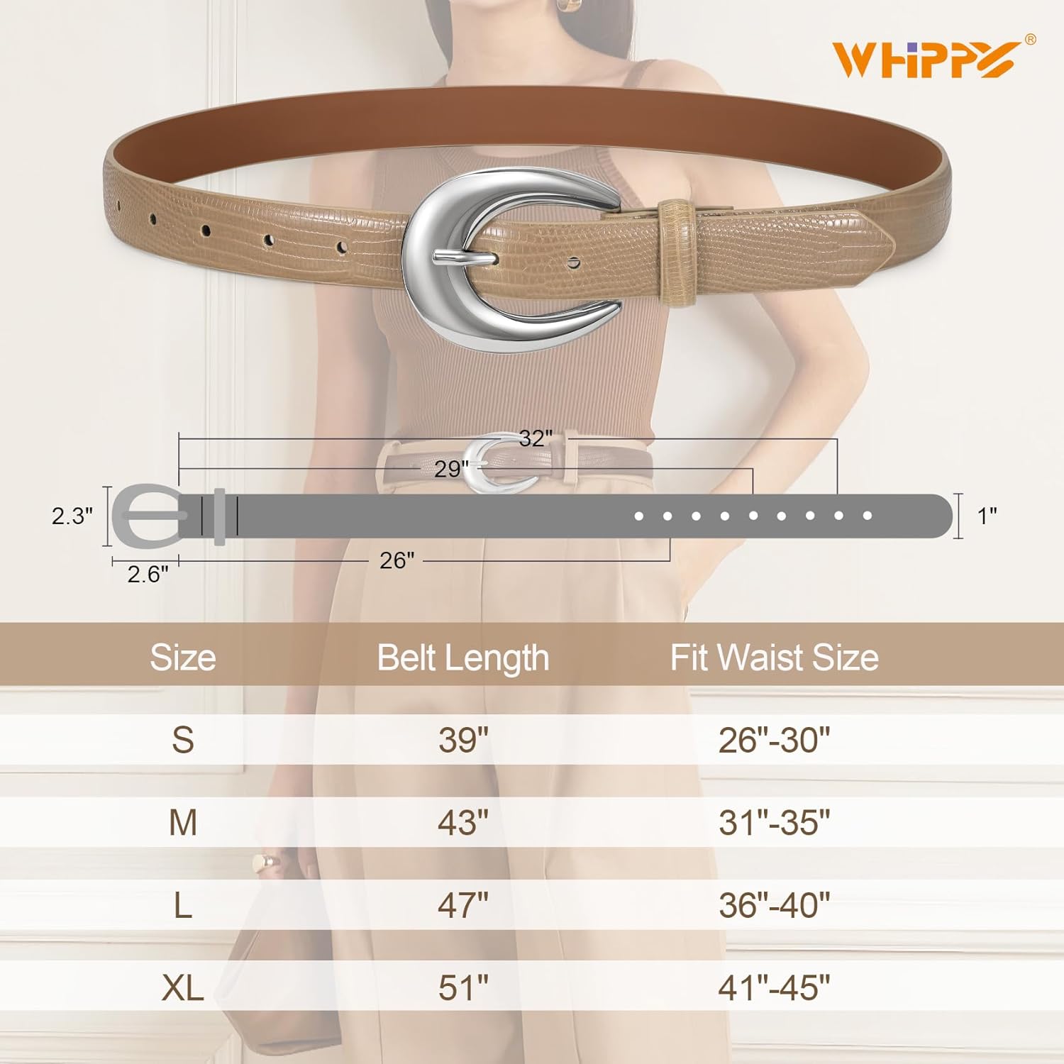 WHIPPY Women Leather Belts for Jeans Pants Dress Fashion Ladies Skinny Leather Belt with Silver Buckle - Image 5