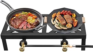 Outdoor Gas Stove Schwarzer Gaskocher Tragbarer Campingkocher Industrial Hockerkocher inkl 8000W Gusseisen-Doppelbrenner mit Druckregelventil für Camping Picknicks Wanderungen