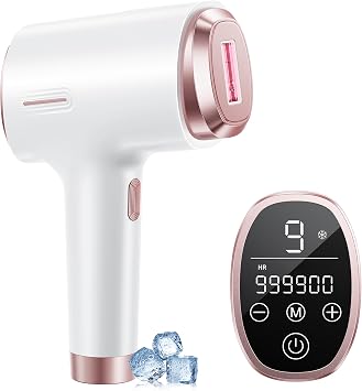 21J IPL Laser Hair Removal Device e for Women and Men, Painless Ice-Cooling Hair Laser Removal Machine at Home, IPL Hair Removal with 3 Functions & 9 Levels for Facial Bikini Arm Body Leg, Rose