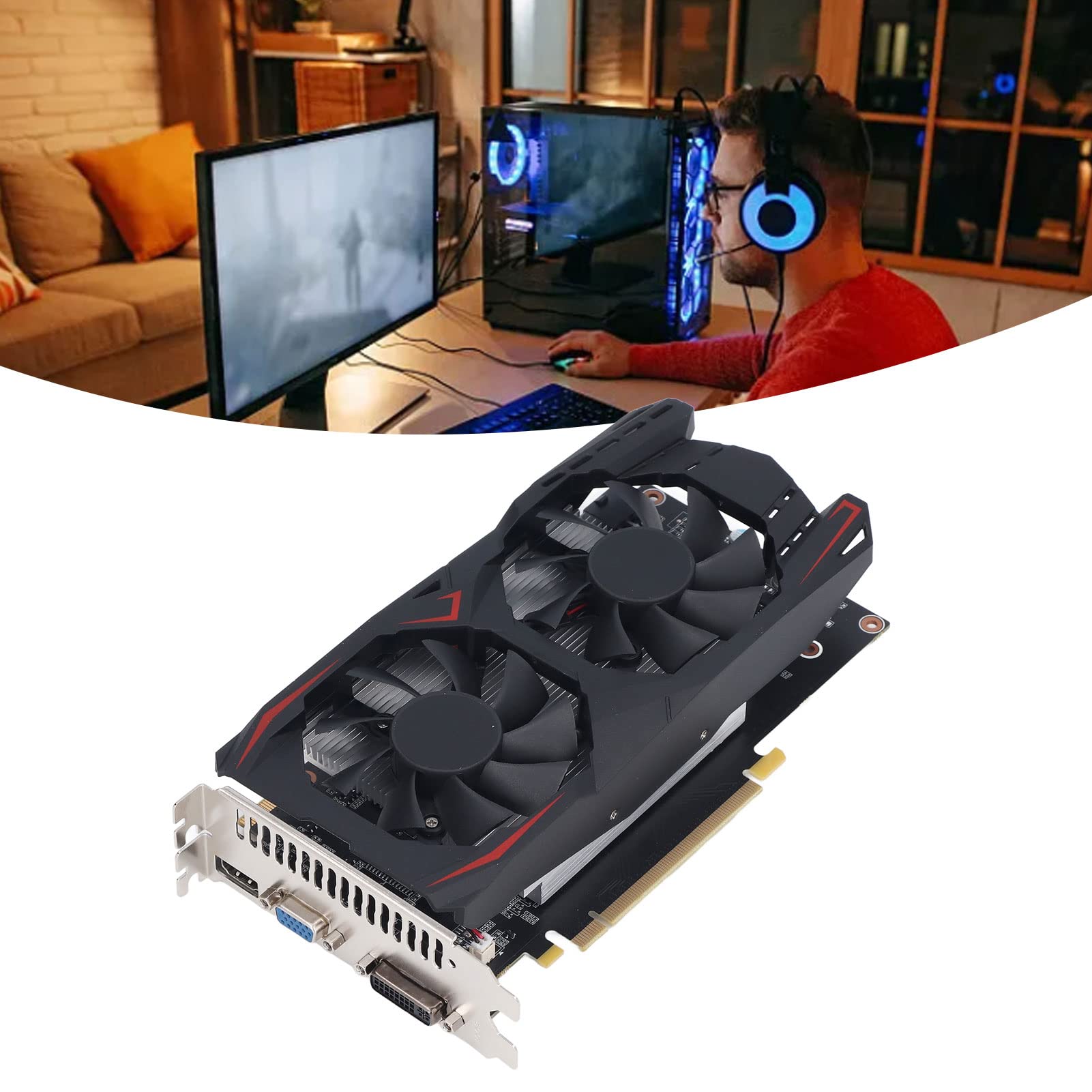 Karta Graficzna 550TI, 1,5 GB GDDR5 192Bit Podwójny Wentylator Niski Poziom Hałasu Karta Graficzna Komputera Stacjonarnego, Obsługa Wyjścia Wyświetlacza DP, DVI, HDMI