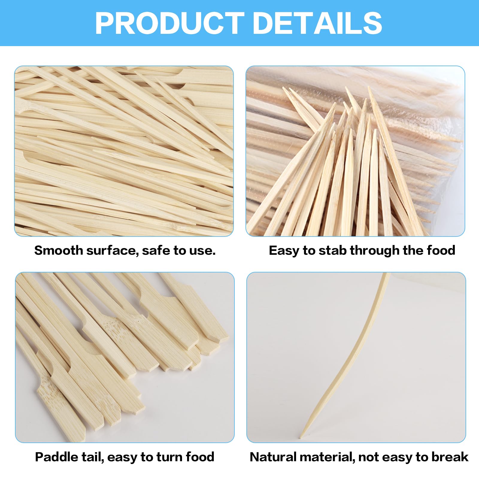 Comfy Package [100 stuks] 4 Inch - 11,9 cm Bamboe Houten Paddle Pickers Satéprikkers voor Cocktails, Snacks, Fruit en Sandwiches