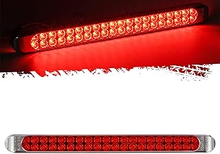 Partsam 17 Inch 40 LED Red Trailer Light Bar Waterproof Sealed 17" Utility Trailer Truck RV Pickup Led Stop Tail Third 3rd Brake Marker Clearance Identification Light Bar w/Chrome Bezel DOT Compliant