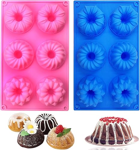 Mini moldes de silicona para tartas, molde para pasteles de tubo acanalado de 6 cavidades, molde de silicona antiadherente para hornear cupcakes,