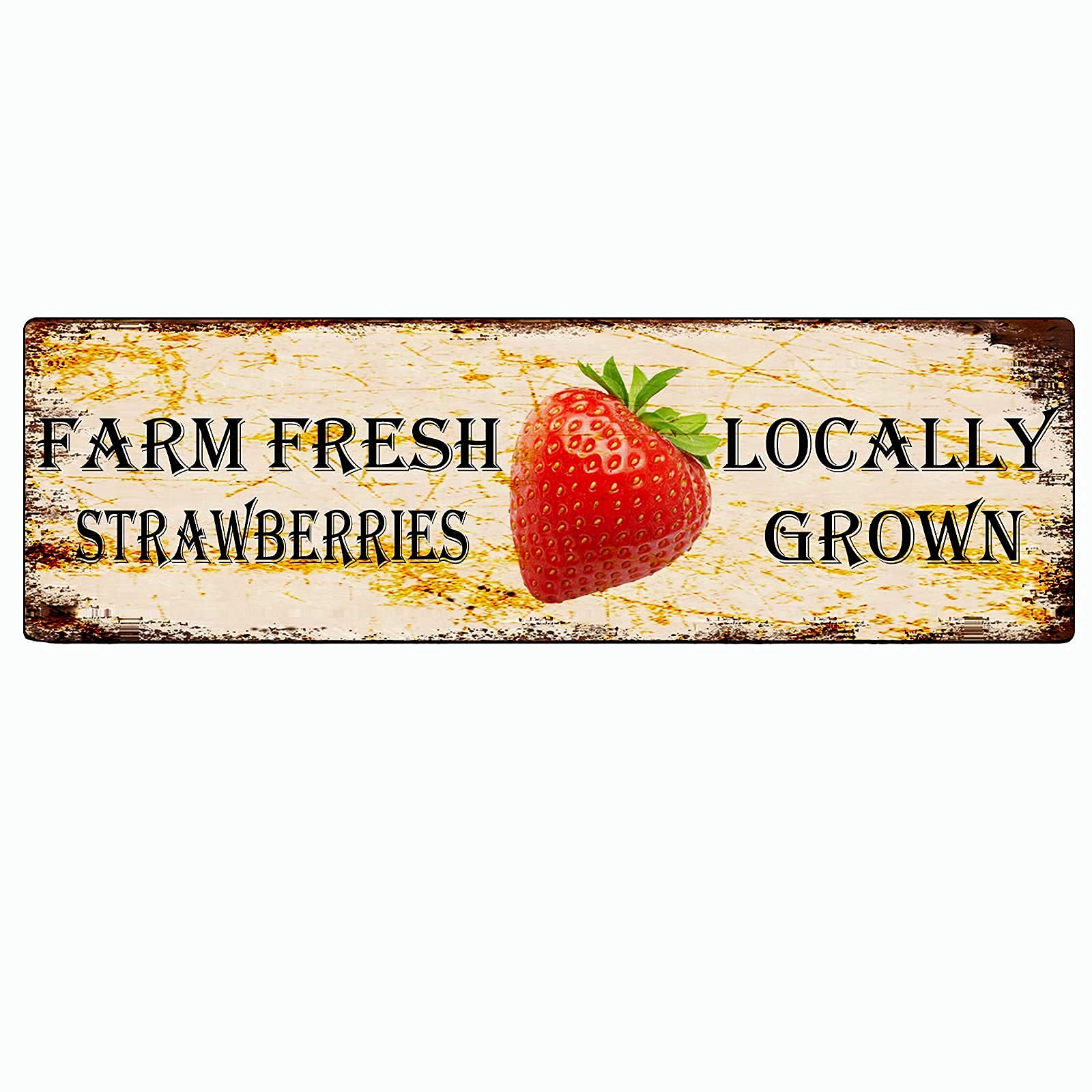 Farm Fresh Strawberries Retro Tin Signs Aluminum Metal Sign for Kitchen Home Garden Wall Bar Cafe Decor 4x16 Inch