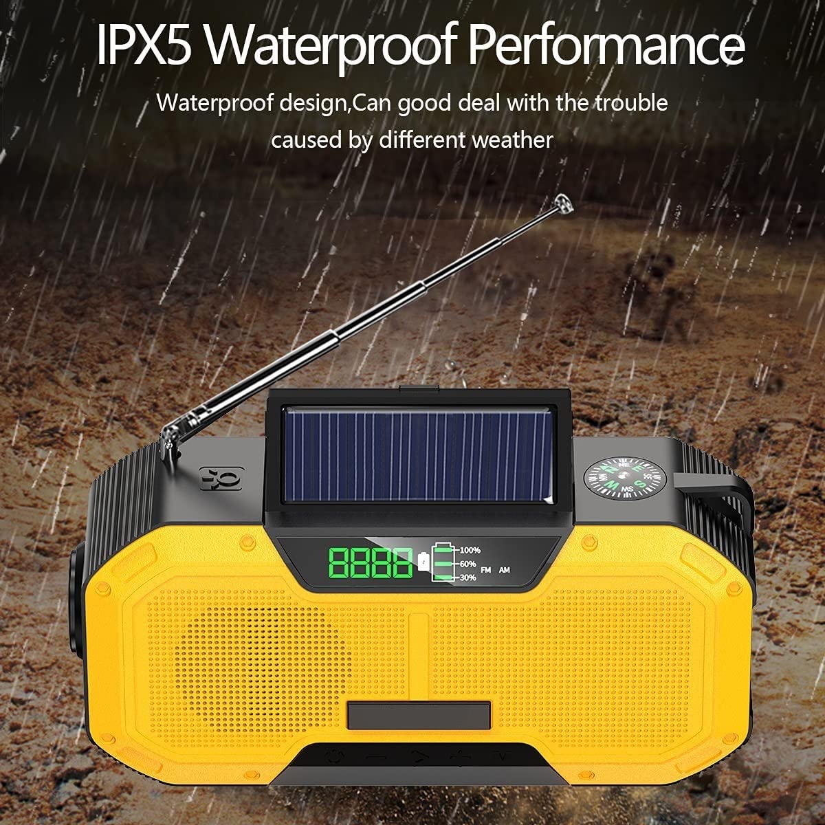 Emergency Weather Radio 5000mAh Portable Solar Hand Crank Emergency - View #13