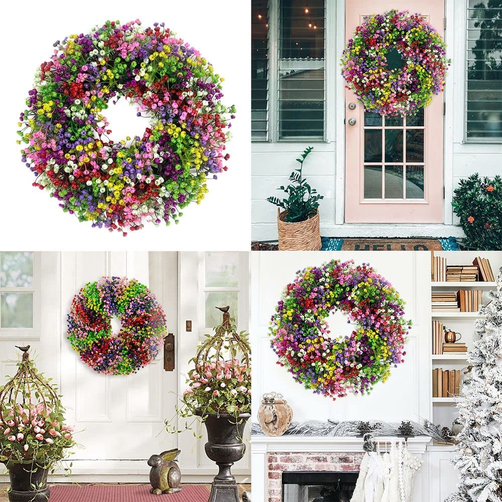 Türkranz, Frühlingskränze, Schleierkränze, große künstliche Kränze, Haustür, Frühlingsdekoration, Sommergirlande, 40 cm, für Zuhause, Schlafzimmer, Wand, Party und Festival-Dekoration